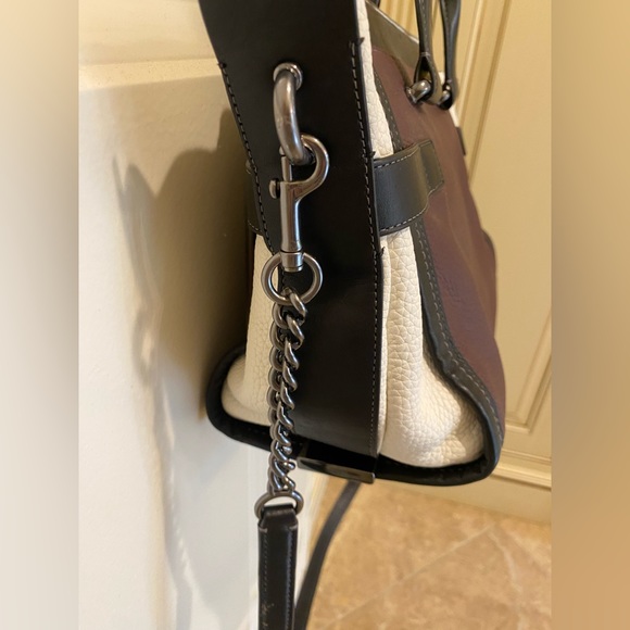 Coach purse  pebbled leather.  Used. Ox blood, cream, black - Picture 8 of 16